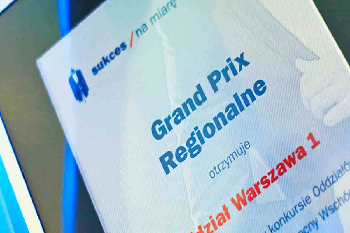 Dyplom 'Grand Prix Regionalne' dla jednego z warszawskich oddziałów axa